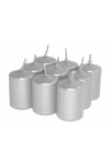 HotStar Unscented Candles Metallic Silver 9Pcs Pillar Duration 6 Hours 35x50 mm