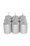 HotStar Unscented Candles Metallic Silver 9Pcs Pillar Duration 6 Hours 35x50 mm