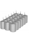 HotStar Unscented Candles Metallic Silver 18 Pcs Pillar Duration 6 Hours 35x50 mm