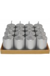 HotStar Unscented Candles Metallic Silver 16 Pcs Pillar Duration 6 Hours 35x50 mm