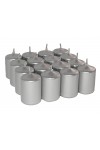 HotStar Unscented Candles Metallic Silver 16 Pcs Pillar Duration 6 Hours 35x50 mm