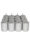 HotStar Unscented Candles Metallic Silver 16 Pcs Pillar Duration 6 Hours 35x50 mm