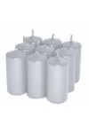 HotStar Unscented Candles Metallic Silver 9Pcs Pillar Duration 7-8 Hours 35x80 mm