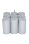 HotStar Unscented Candles Metallic Silver 9Pcs Pillar Duration 7-8 Hours 35x80 mm