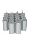 HotStar Unscented Candles Metallic Silver 18 Pcs Pillar Duration 7-8 Hours 35x80 mm