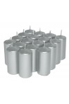 HotStar Unscented Candles Metallic Silver 18 Pcs Pillar Duration 7-8 Hours 35x80 mm