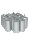 HotStar Unscented Candles Metallic Silver 18 Pcs Pillar Duration 7-8 Hours 35x80 mm