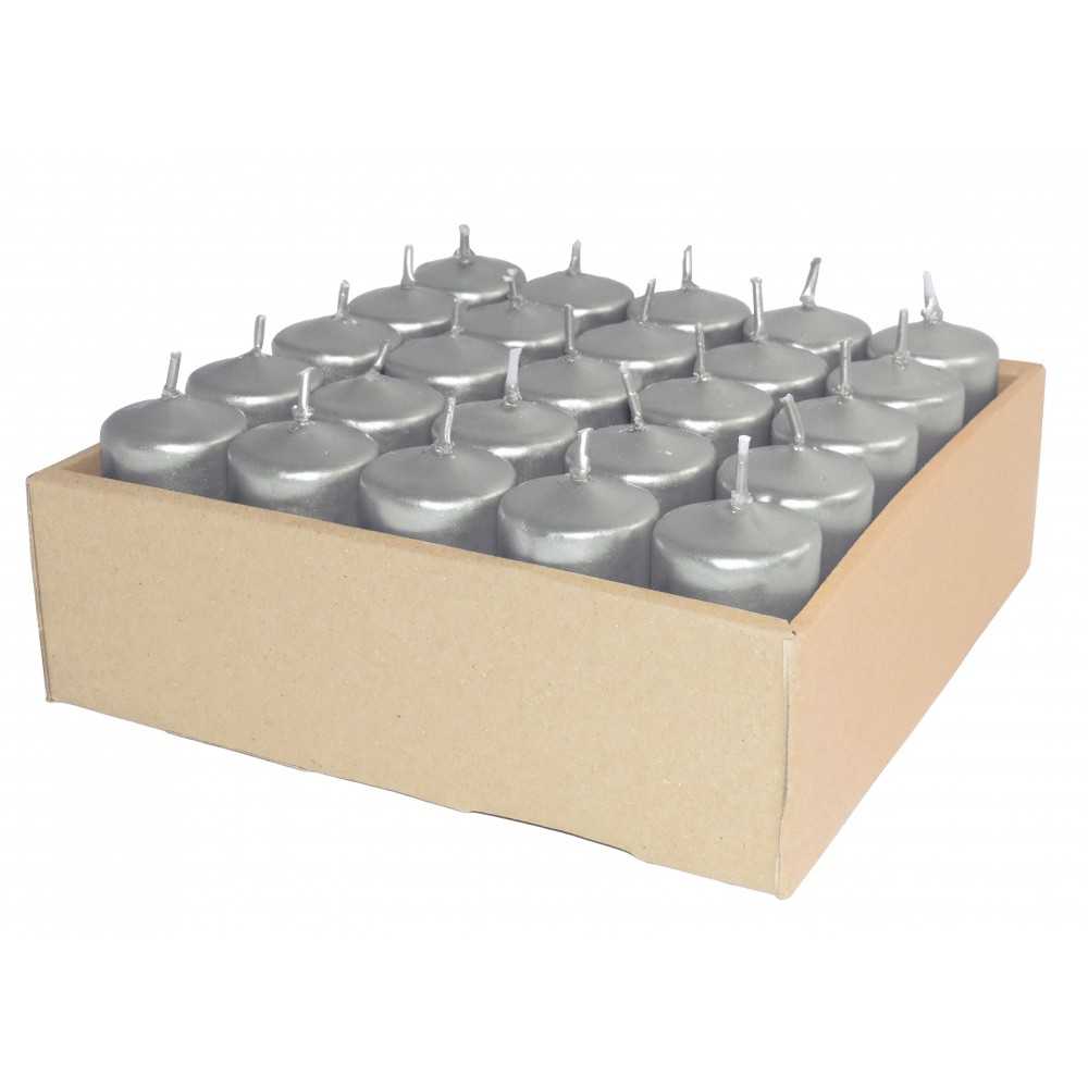 HotStar Unscented Candles Metallic Silver 25 Pcs Pillar Duration 7-8 Hours 35x80 mm