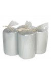 HotStar Metallic Silver Candles Pillars 4 Pcs Burning 30 Hours 60x100 mm Unscented