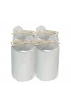 HotStar Metallic Silver Candles Pillars 4 Pcs Burning 30 Hours 60x100 mm Unscented