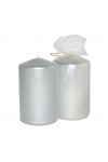 HotStar Metallic Silver Candles Pillars 4 Pcs Burning 30 Hours 60x100 mm Unscented