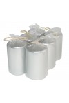 HotStar Metallic Silver Candles Pillars 6 Pcs Burning 30 Hours 60x100 mm Unscented