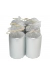 HotStar Metallic Silver Candles Pillars 6 Pcs Burning 30 Hours 60x100 mm Unscented