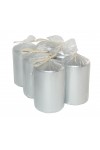 HotStar Metallic Silver Candles Pillars 6 Pcs Burning 30 Hours 60x100 mm Unscented