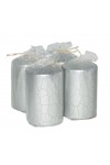 HotStar Crack Metallic Silver Candles Pillars 4 Pcs Burning 30 Hours 60x100 mm Unscented