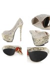 ﻿﻿Scarpe tacco alto sexy spuntate con strass e borchie Tacco 15cm Plateau 6cm Oro Kvoll