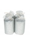 HotStar Crack Metallic Silver Candles Pillars 4 Pcs Burning 30 Hours 60x100 mm Unscented