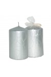 HotStar Crack Metallic Silver Candles Pillars 4 Pcs Burning 30 Hours 60x100 mm Unscented