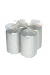 HotStar Crack Metallic Silver Candles Pillars 4 Pcs Burning 30 Hours 60x100 mm Unscented