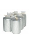 HotStar Crack Metallic Silver Candles Pillars 6 Pcs Burning 30 Hours 60x100 mm Unscented