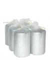 HotStar Crack Metallic Silver Candles Pillars 6 Pcs Burning 30 Hours 60x100 mm Unscented