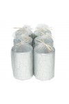 HotStar Crack Metallic Silver Candles Pillars 6 Pcs Burning 30 Hours 60x100 mm Unscented