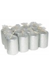 HotStar Crack Metallic Silver Candles Pillars 12 Pcs Burning 30 Hours 60x100 mm Unscented