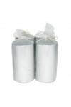 HotStar Crack Metallic Silver Candles Pillars 4 Pcs Burning 69 Hours 70x140 mm Unscented