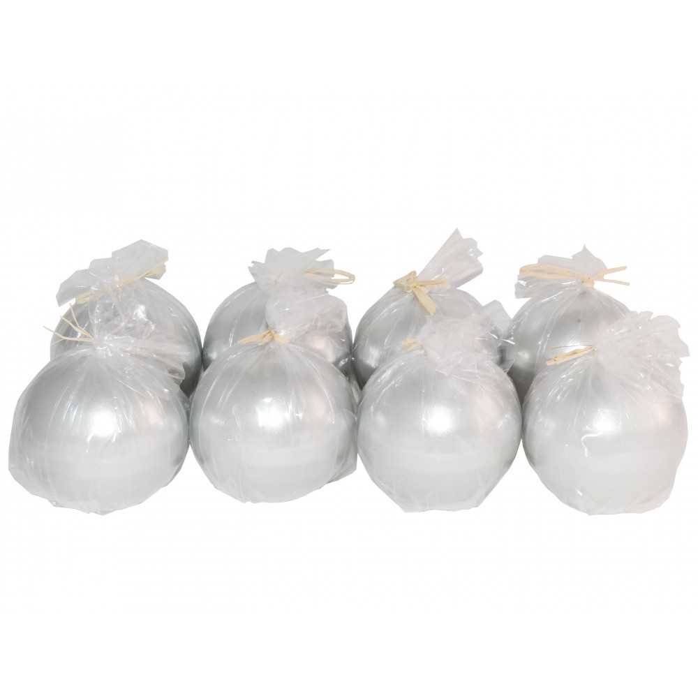 HotStar Metallic Silver Candles 8 Pcs Burning 28 Hours d80 mm Unscented