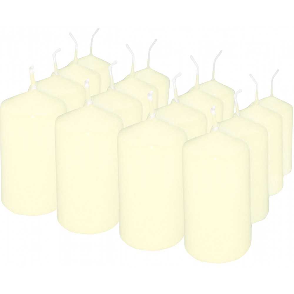 HotStar Pillar Wax Cylindrical Candles Duration 7 Hours d40 h70 mm Ivory Color Set of 16 Pieces