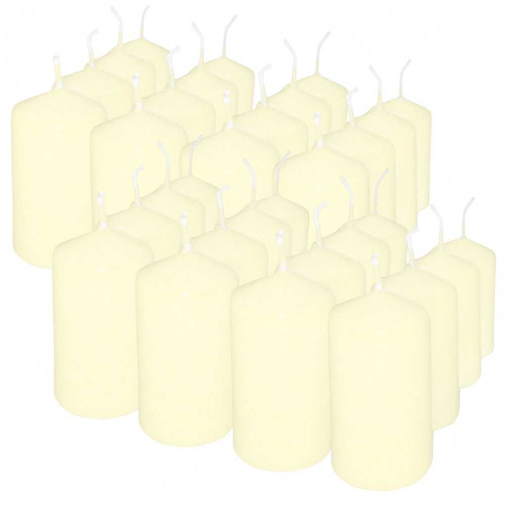 HotStar Pillar Wax Cylindrical Candles Duration 7 Hours d40 h70 mm Ivory Color Set of 32 Pieces