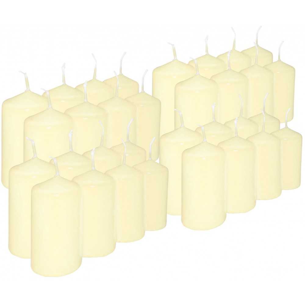 HotStar Pillar Wax Cylindrical Candles Duration 7 Hours d40 h70 mm Ivory Color Set of 32 Pieces