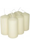 HotStar Pillar Wax Cylindrical Candles Duration 12 Hours d45 h90 mm Ivory Color Set of 6 Pieces