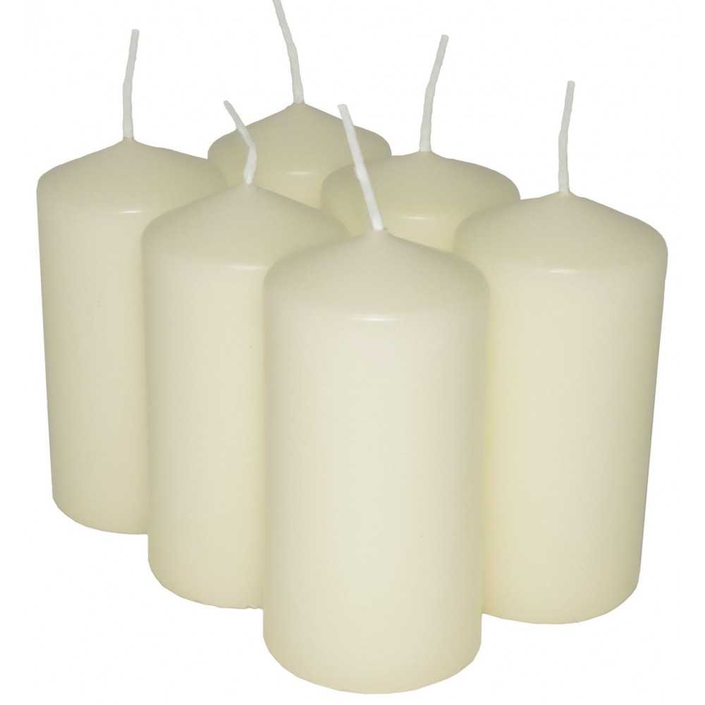 HotStar Candele Cilindriche Cera a Colonna Durata 12 Ore d45 h90 mm Colore Avorio Set di 6 Pezzi Antigoccia