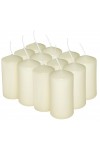 HotStar Pillar Wax Cylindrical Candles Duration 12 Hours d45 h90 mm Ivory Color Set of 12 Pieces