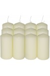 HotStar Pillar Wax Cylindrical Candles Duration 12 Hours d45 h90 mm Ivory Color Set of 12 Pieces