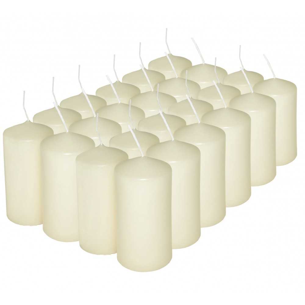 HotStar Pillar Wax Cylindrical Candles Duration 12 Hours d45 h90 mm Ivory Color Set of 24 Pieces