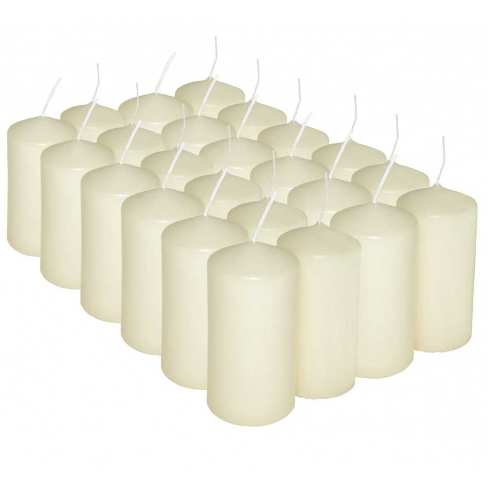 HotStar Pillar Wax Cylindrical Candles Duration 12 Hours d45 h90 mm Ivory Color Set of 24 Pieces