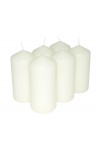 HotStar Pillar Wax Cylindrical Candles Duration 30 Hours d60 h120 mm Ivory Color Set of 6 Pieces