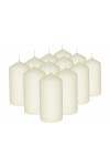 HotStar Pillar Wax Cylindrical Candles Duration 30 Hours d60 h120 mm Ivory Color Set of 12 Pieces