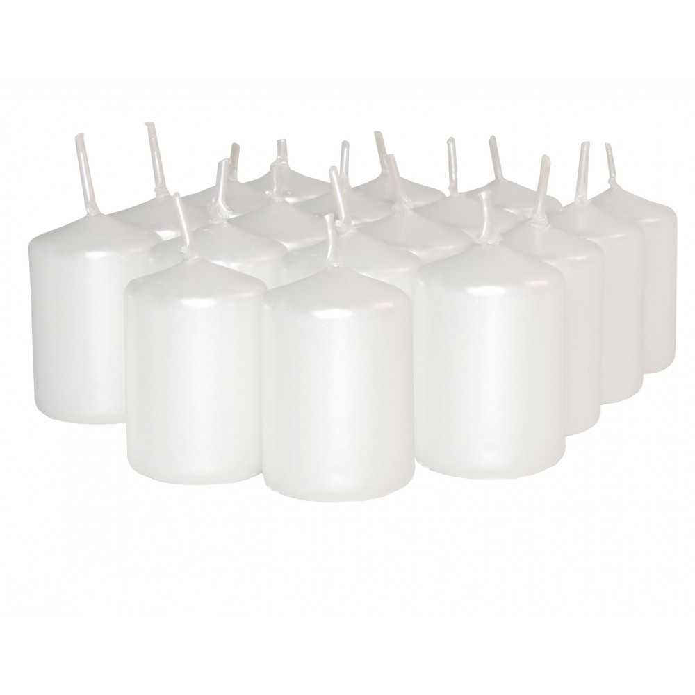 HotStar Candele Non Profumate Perla Metalizzato 18Pz Moccoli Durata 6 Ore 35x50 mm