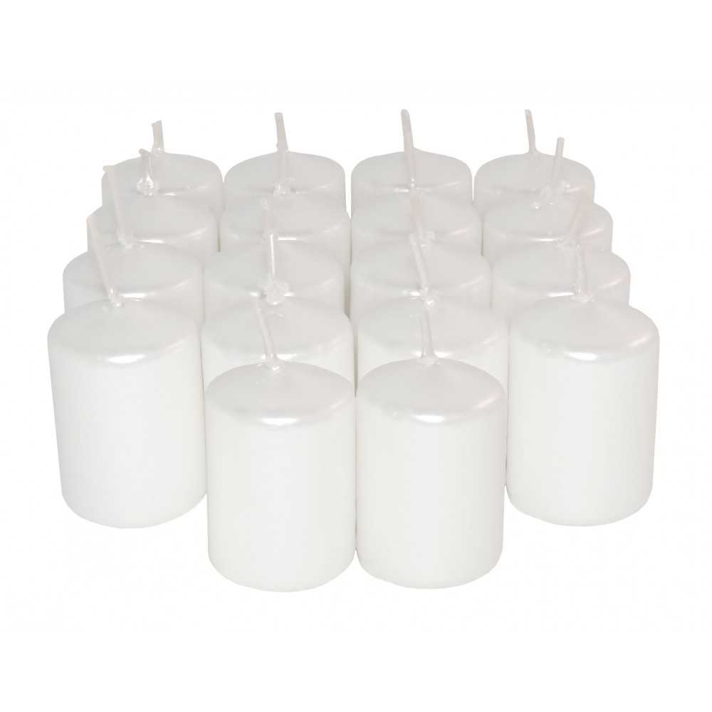 HotStar Candele Non Profumate Perla Metalizzato 18Pz Moccoli Durata 6 Ore 35x50 mm