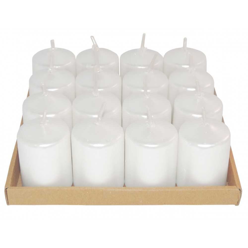 HotStar Unscented Candles Metallic Pearl 16 Pcs Pillar Duration 6 Hours 35x50 mm