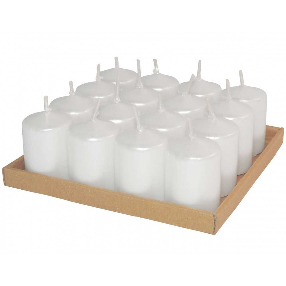 HotStar Candele Non Profumate Perla Metalizzato 16 Pz Moccoli Durata 6 Ore 35x50 mm