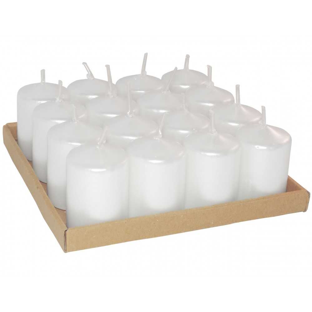 HotStar Unscented Candles Metallic Pearl 16 Pcs Pillar Duration 6 Hours 35x50 mm