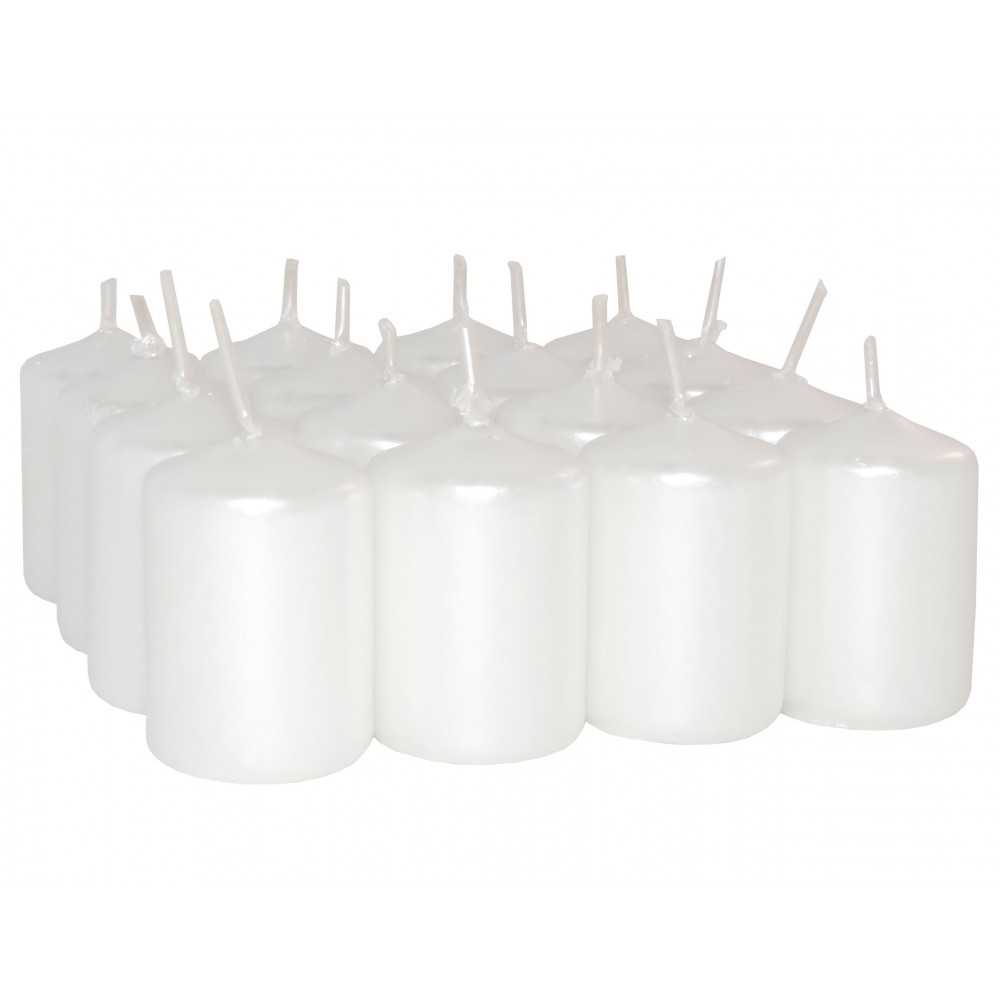 HotStar Unscented Candles Metallic Pearl 16 Pcs Pillar Duration 6 Hours 35x50 mm