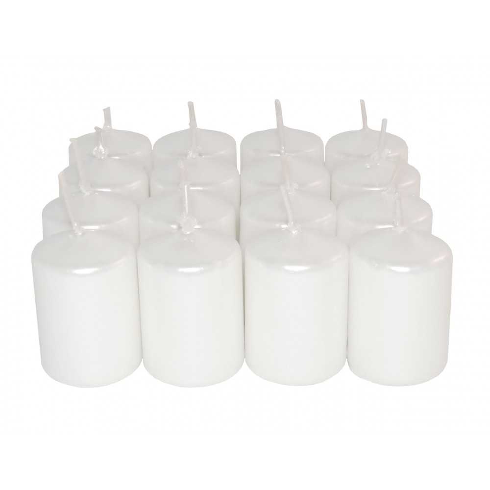 HotStar Candele Non Profumate Perla Metalizzato 16 Pz Moccoli Durata 6 Ore 35x50 mm