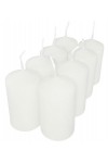 HotStar Pillar Wax Cylindrical Candles Duration 7 Hours d40 h70 mm White Color Set of 8 Pieces