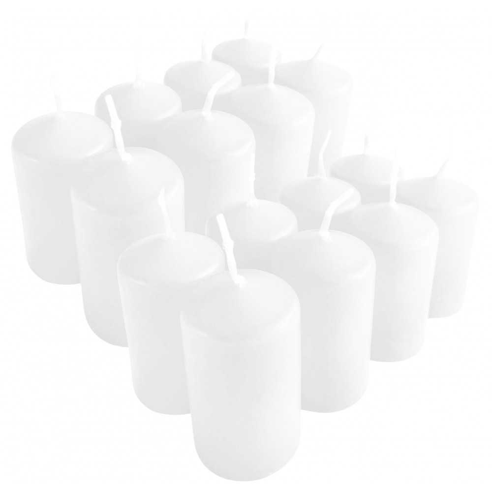 HotStar Pillar Wax Cylindrical Candles Duration 7 Hours d40 h70 mm White Color Set of 16 Pieces