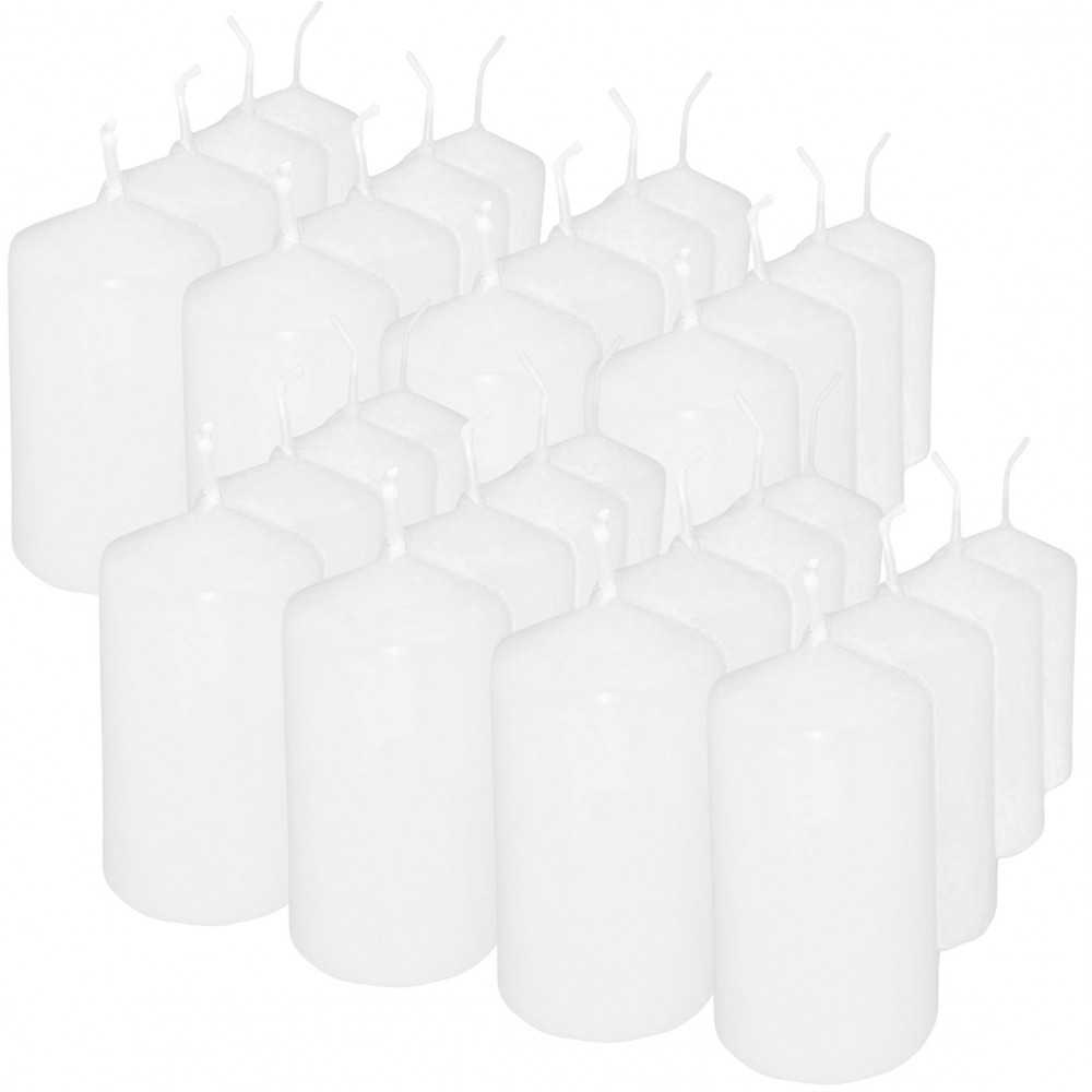 HotStar Pillar Wax Cylindrical Candles Duration 7 Hours d40 h70 mm White Color Set of 32 Pieces